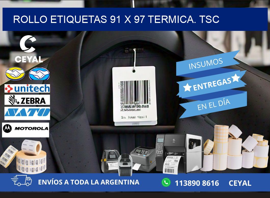 Rollo etiquetas 91 x 97 termica. tsc