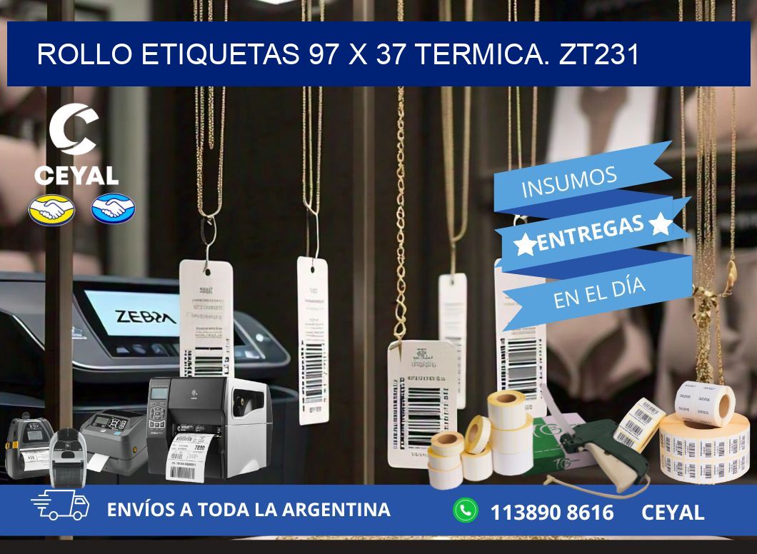 Rollo etiquetas 97 x 37 termica. zt231