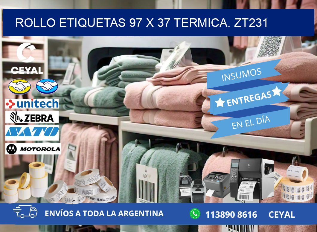 Rollo etiquetas 97 x 37 termica. zt231