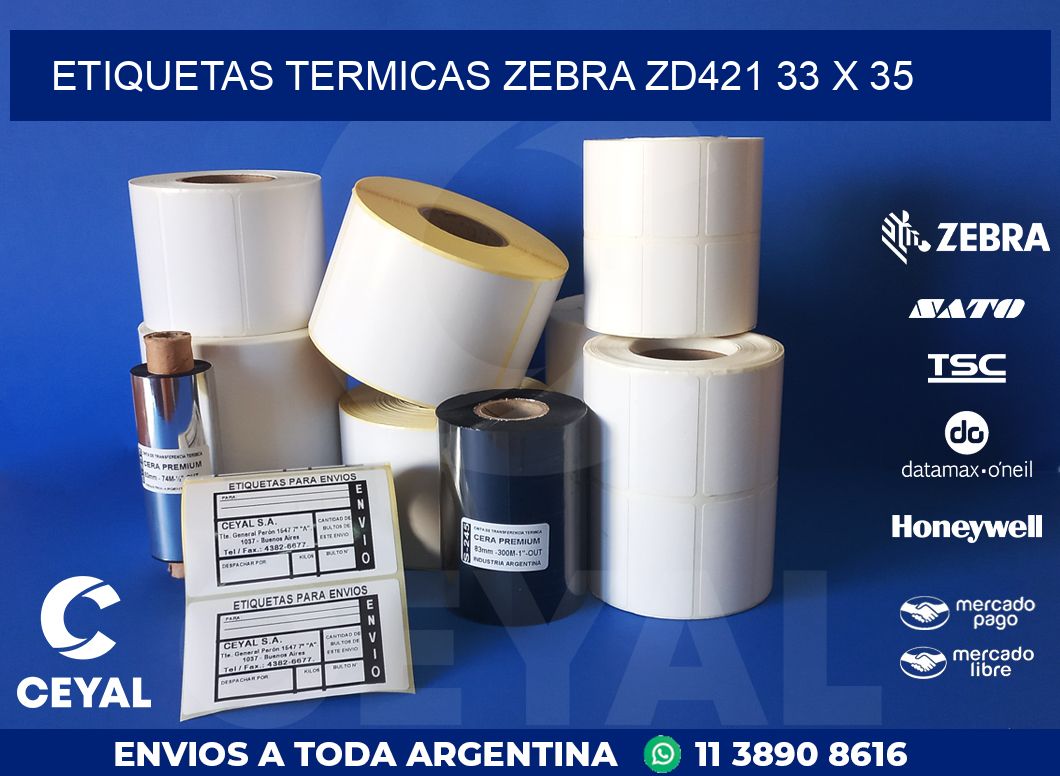 ETIQUETAS TERMICAS ZEBRA ZD421 33 x 35
