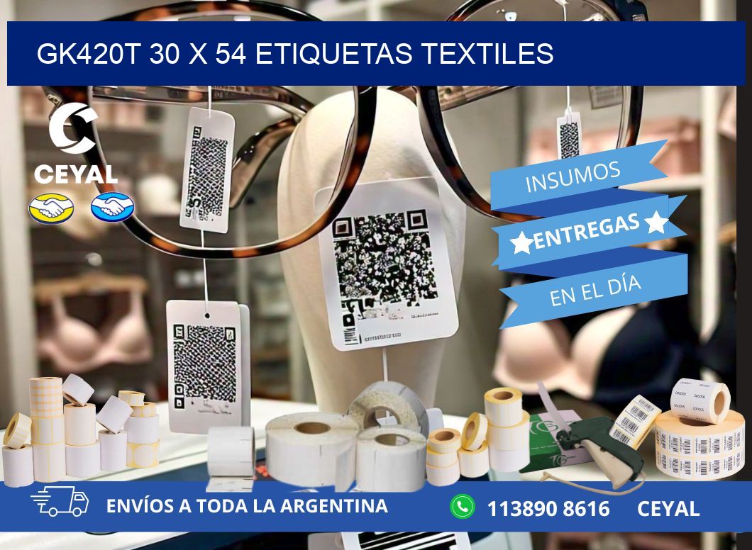 GK420T 30 x 54 ETIQUETAS TEXTILES