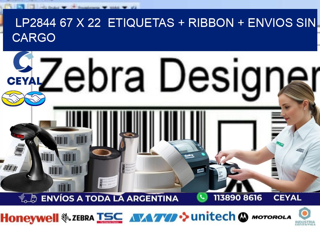 LP2844 67 x 22 etiquetas + ribbon + envios sin cargo