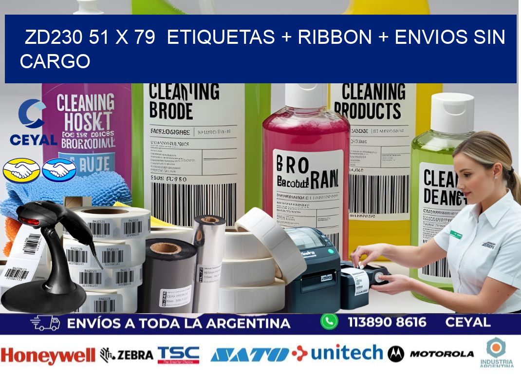 ZD230 51 x 79  etiquetas + ribbon + envios sin cargo