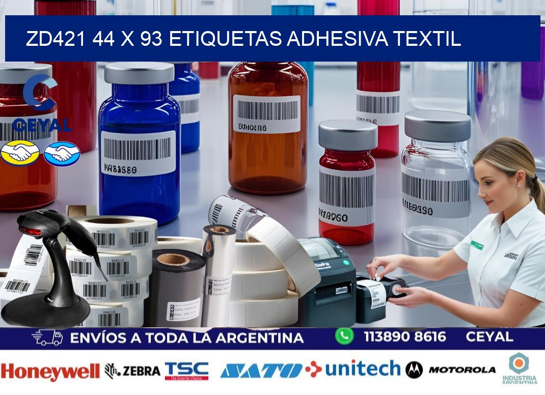 ZD421 44 x 93 ETIQUETAS ADHESIVA TEXTIL