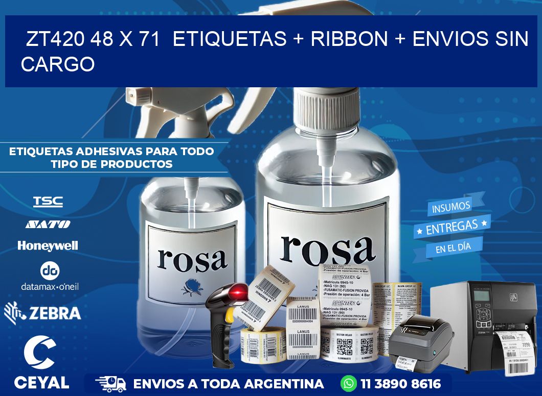 ZT420 48 x 71  etiquetas + ribbon + envios sin cargo