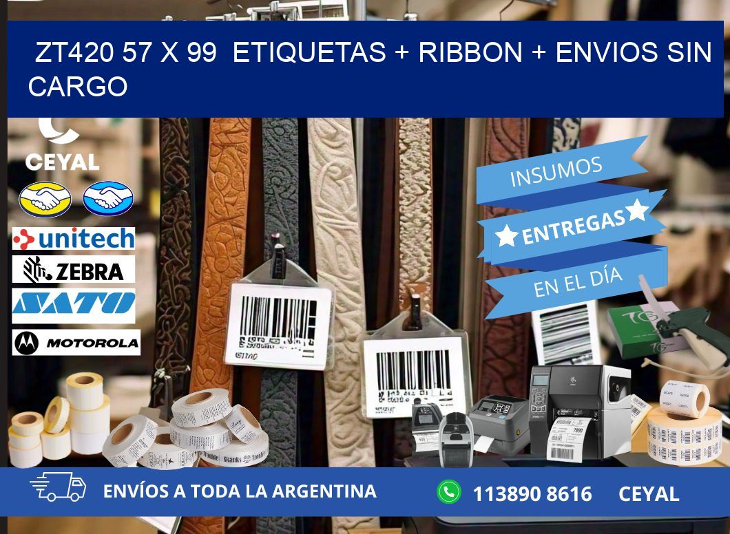 ZT420 57 x 99 etiquetas + ribbon + envios sin cargo