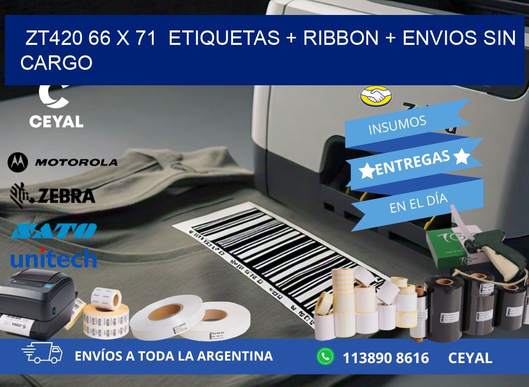 ZT420 66 x 71 etiquetas + ribbon + envios sin cargo