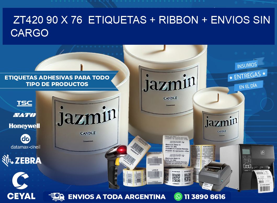 ZT420 90 x 76  etiquetas + ribbon + envios sin cargo