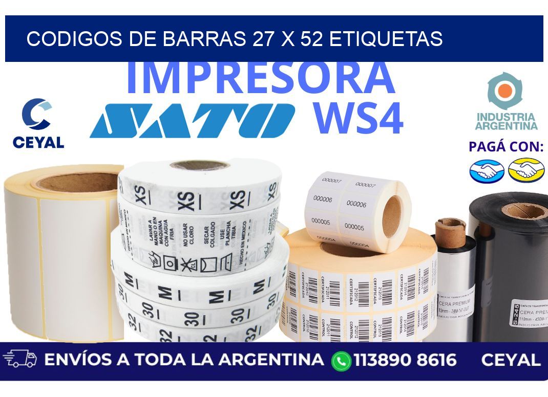 codigos de barras 27 x 52 etiquetas
