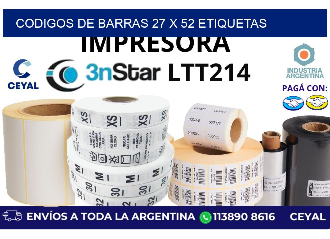 codigos de barras 27 x 52 etiquetas