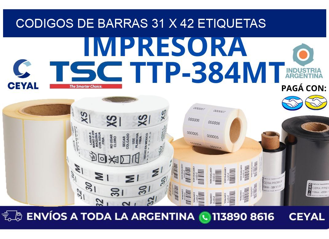 codigos de barras 31 x 42 etiquetas