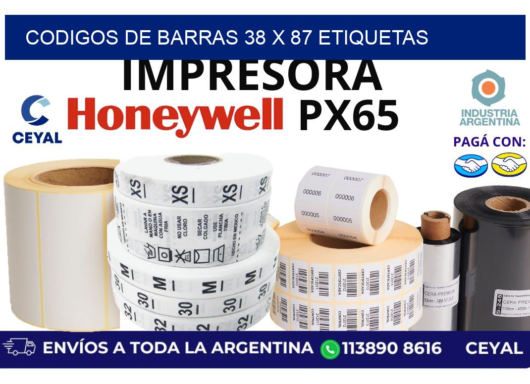 codigos de barras 38 x 87 etiquetas