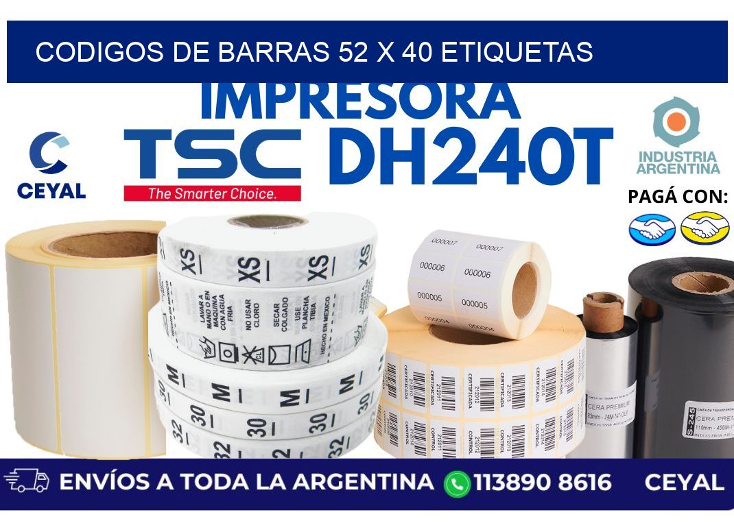codigos de barras 52 x 40 etiquetas