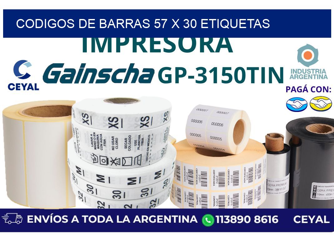 codigos de barras 57 x 30 etiquetas