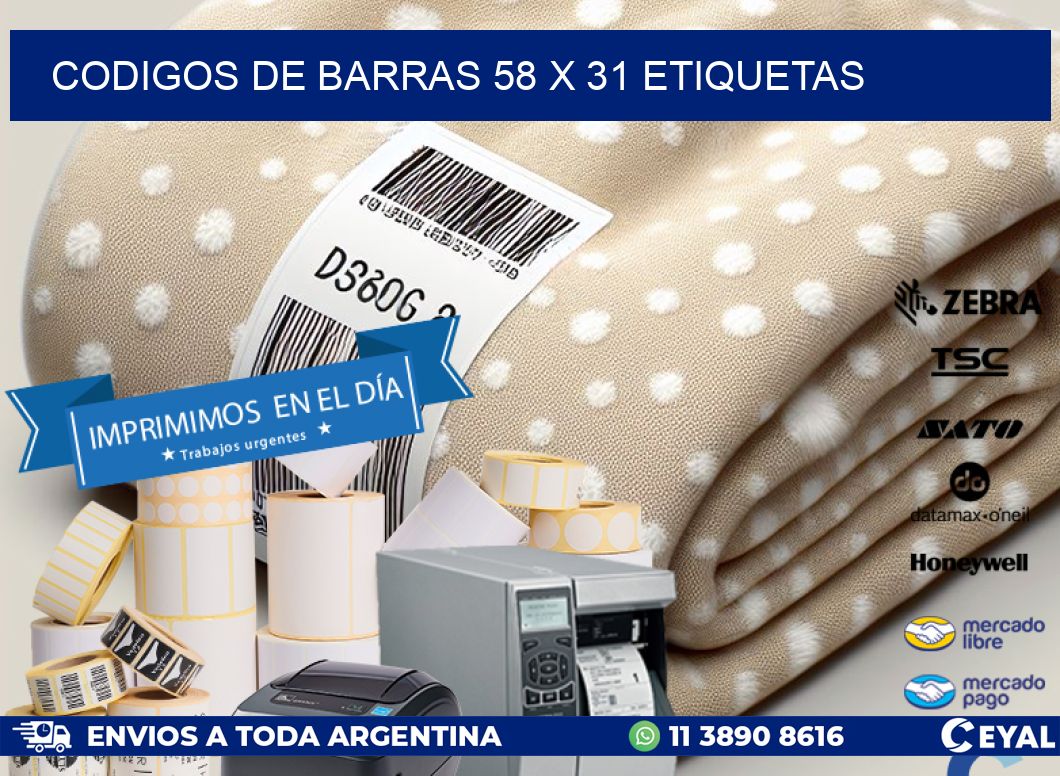 codigos de barras 58 x 31 etiquetas