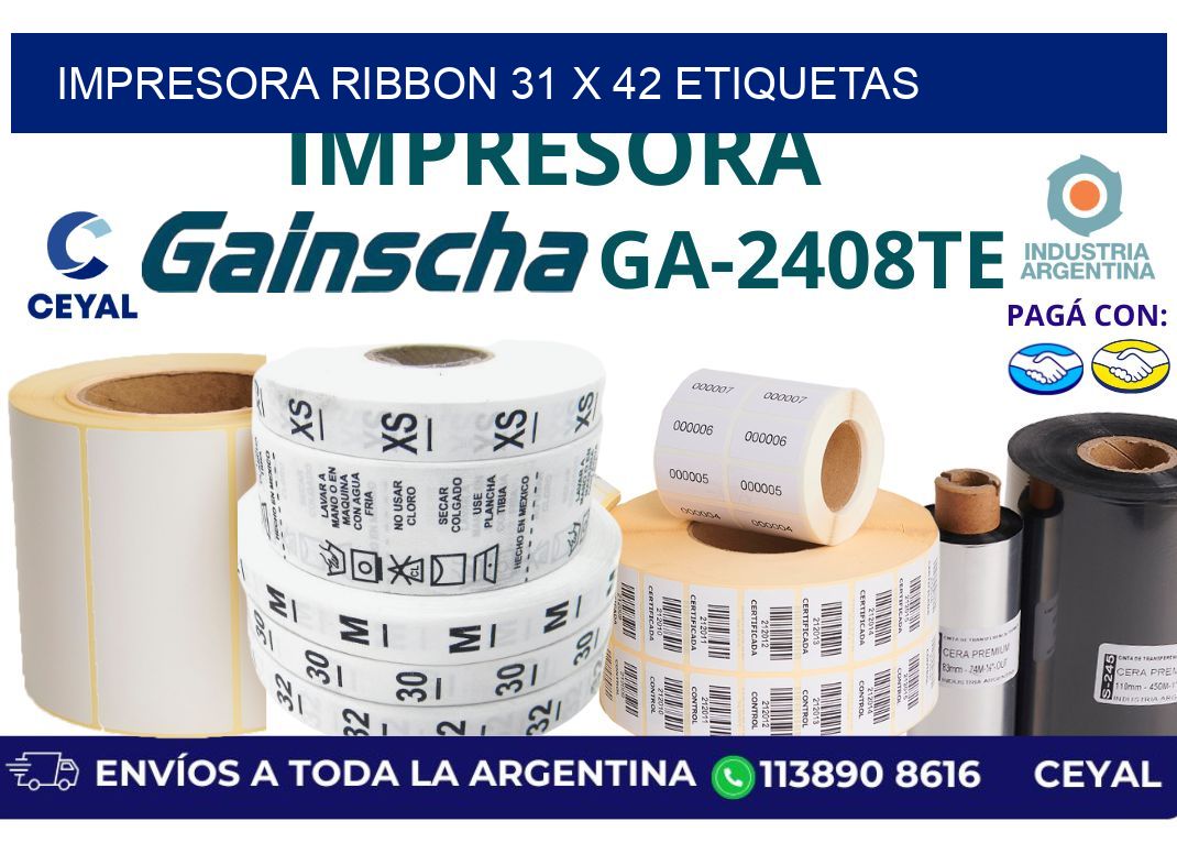 impresora ribbon 31 x 42 etiquetas