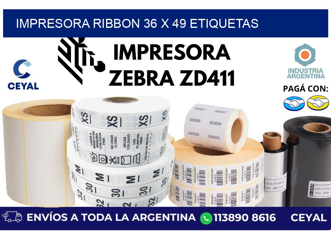 impresora ribbon 36 x 49 etiquetas