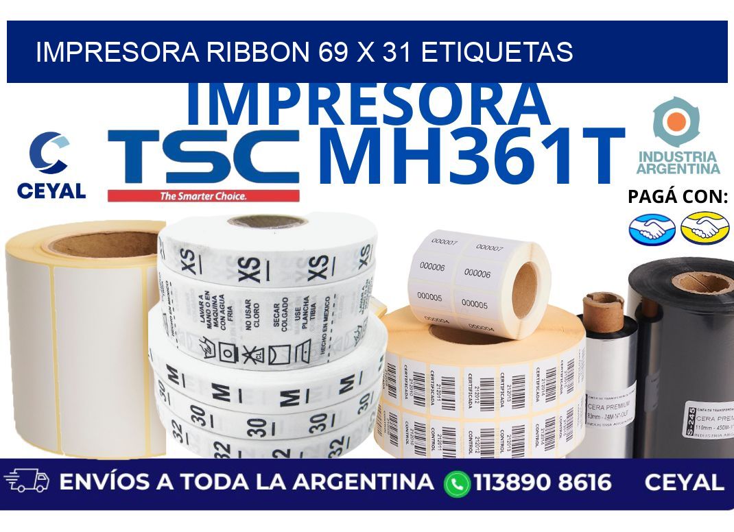 impresora ribbon 69 x 31 etiquetas