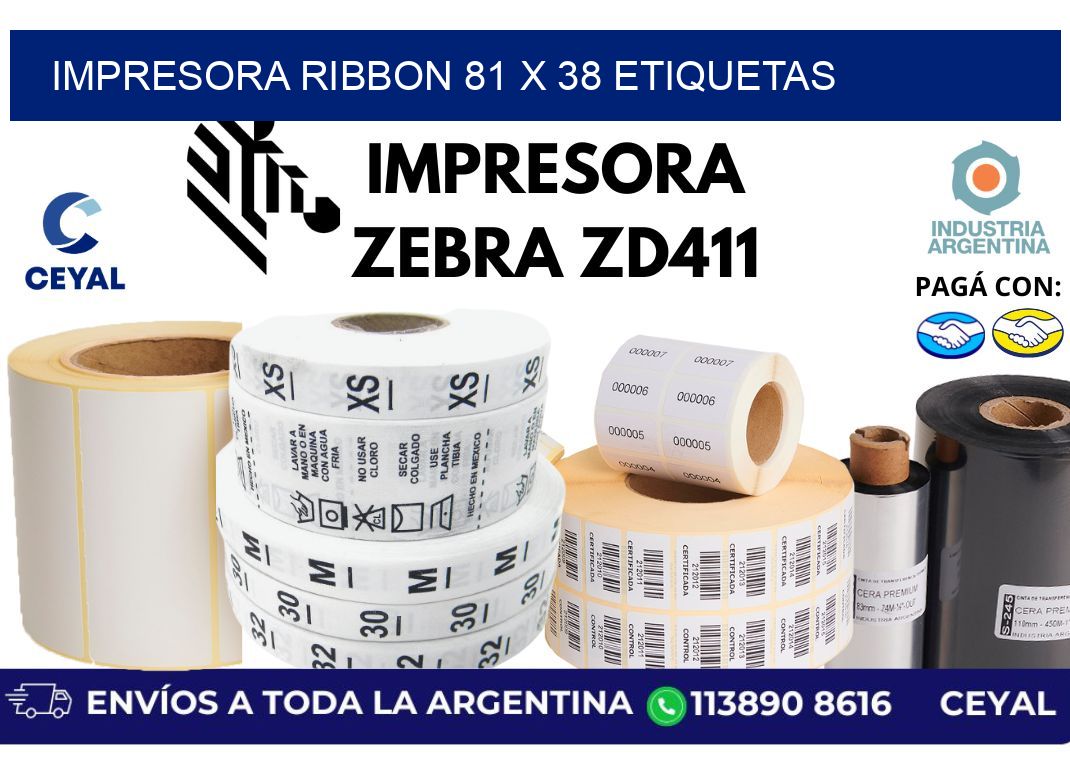 impresora ribbon 81 x 38 etiquetas