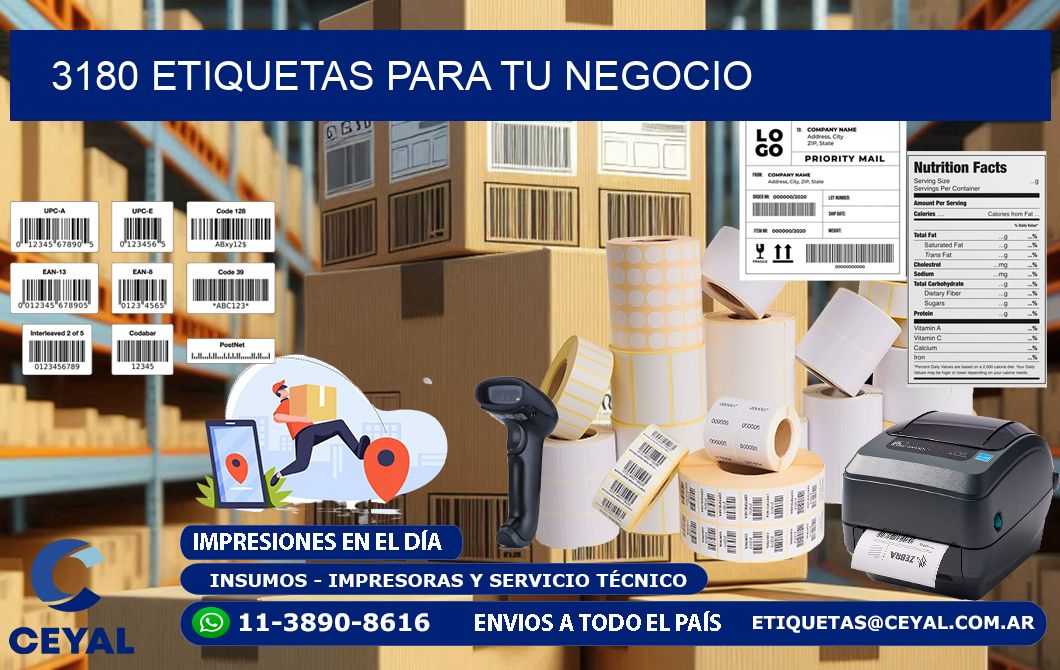 3180 etiquetas para tu negocio