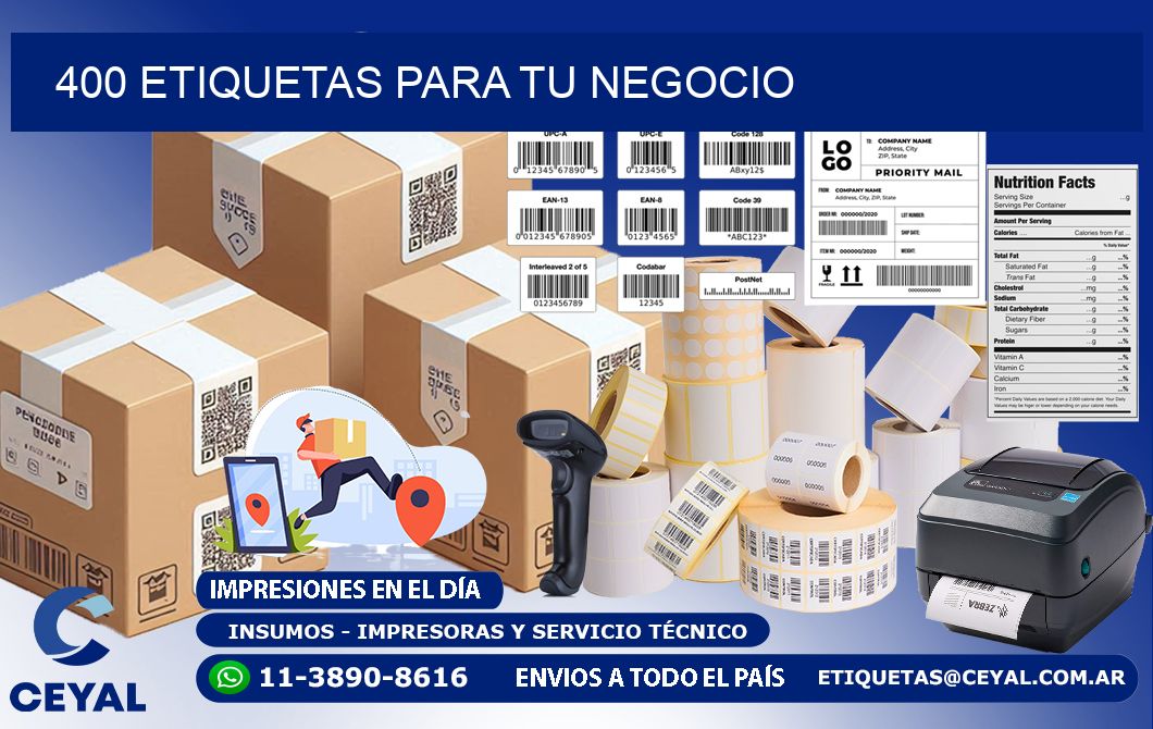 400 etiquetas para tu negocio