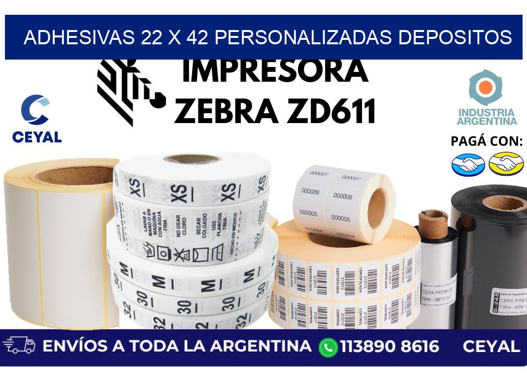 adhesivas 22 x 42 personalizadas depositos