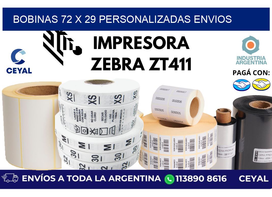 bobinas 72 x 29 personalizadas envios