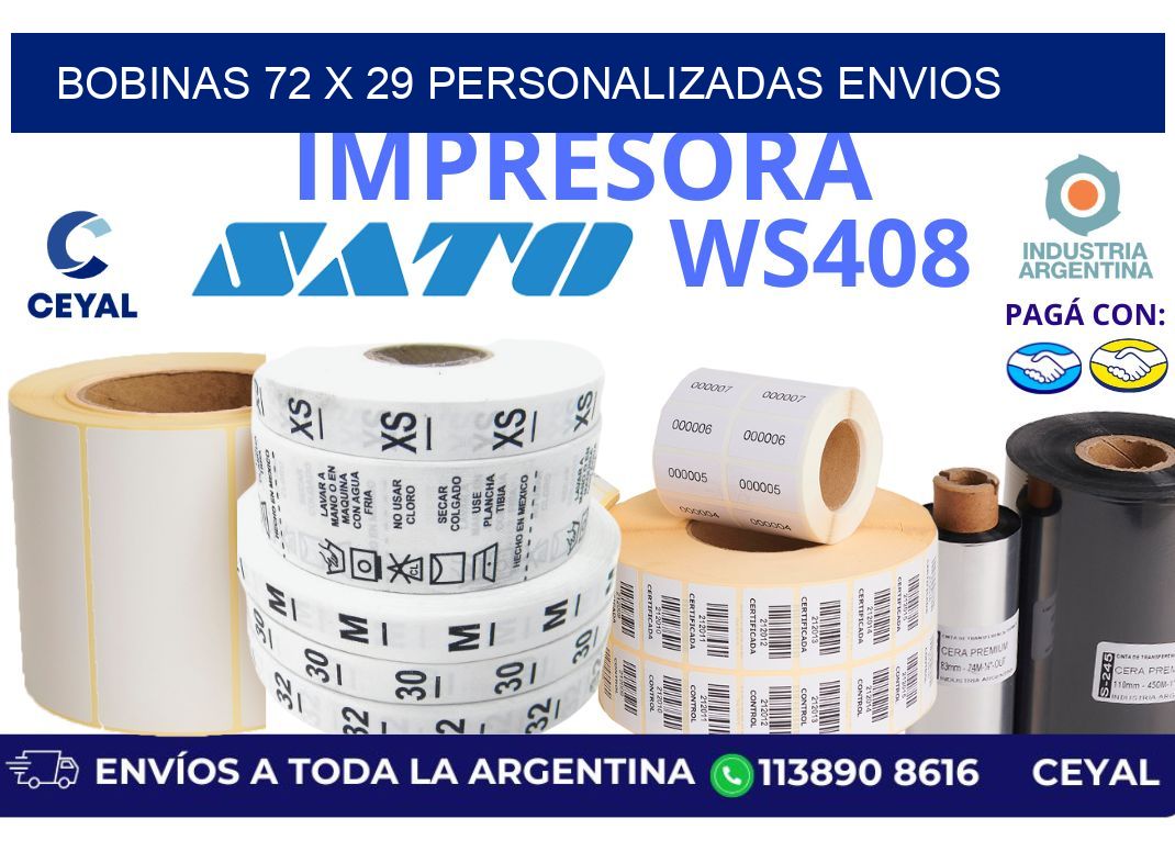 bobinas 72 x 29 personalizadas envios
