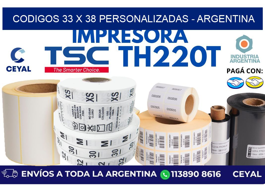 codigos 33 x 38 personalizadas - Argentina