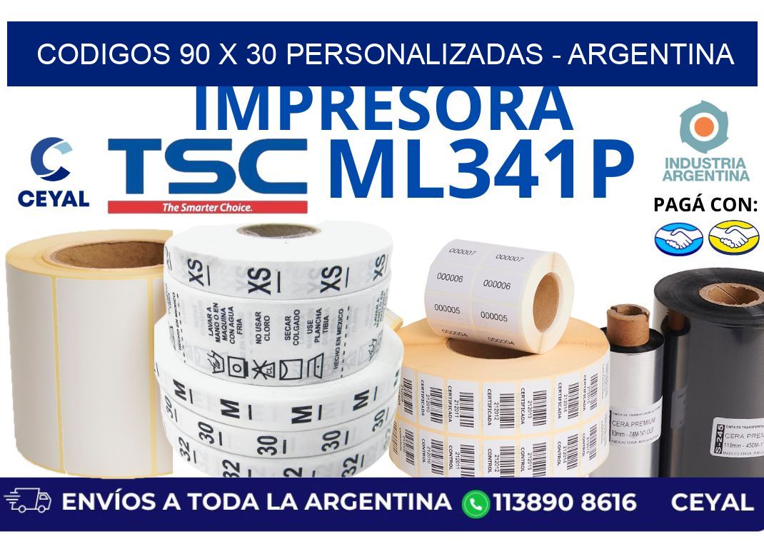 codigos 90 x 30 personalizadas - Argentina