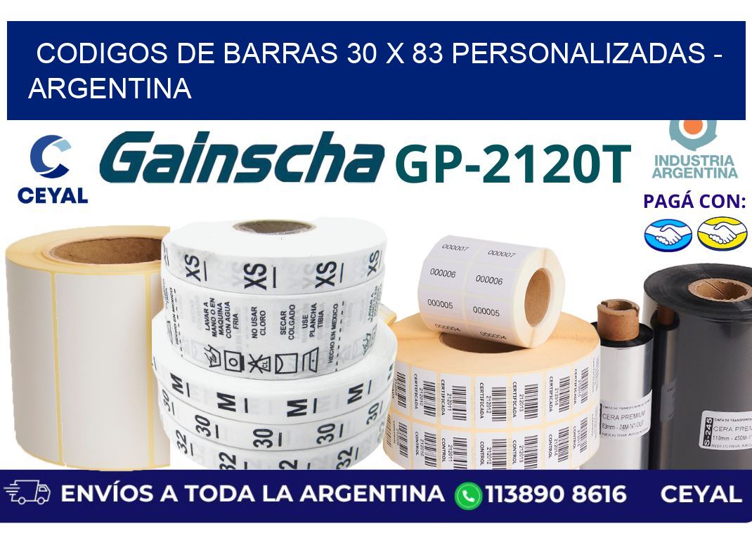 codigos de barras 30 x 83 personalizadas - Argentina