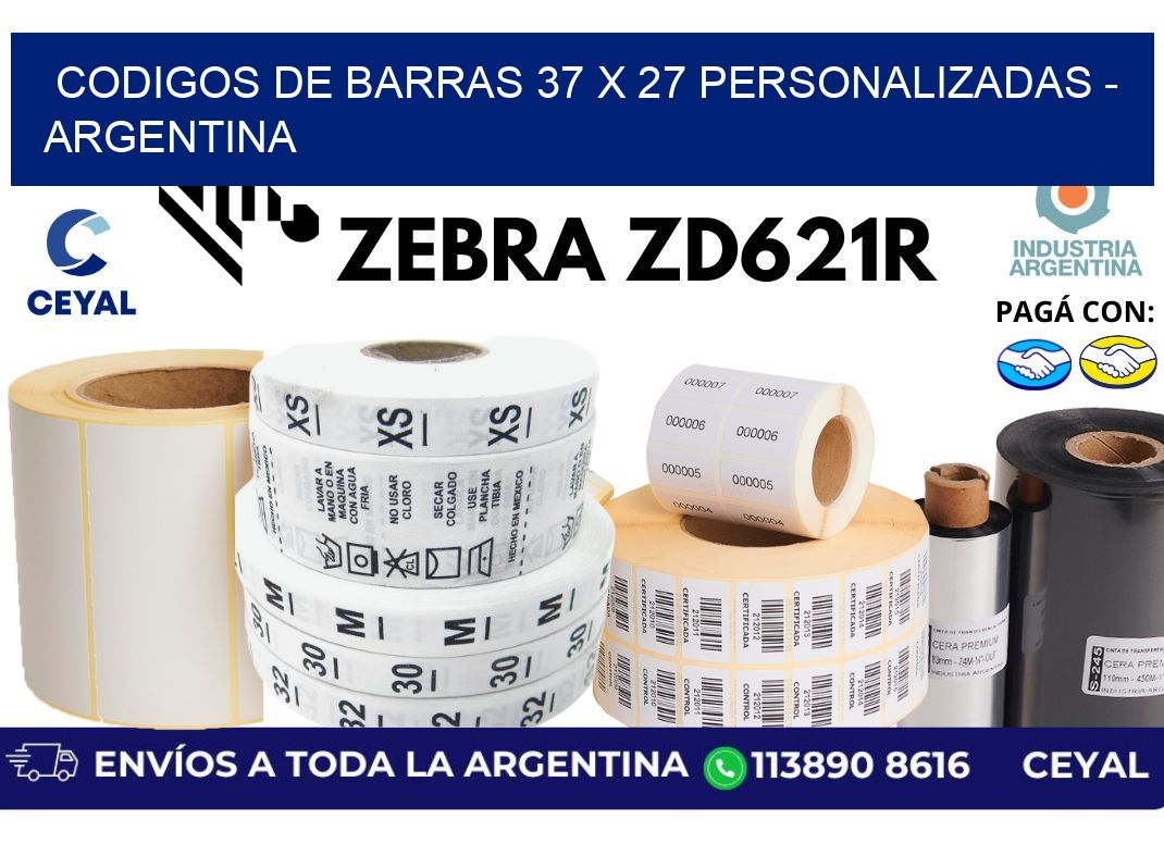 codigos de barras 37 x 27 personalizadas - Argentina