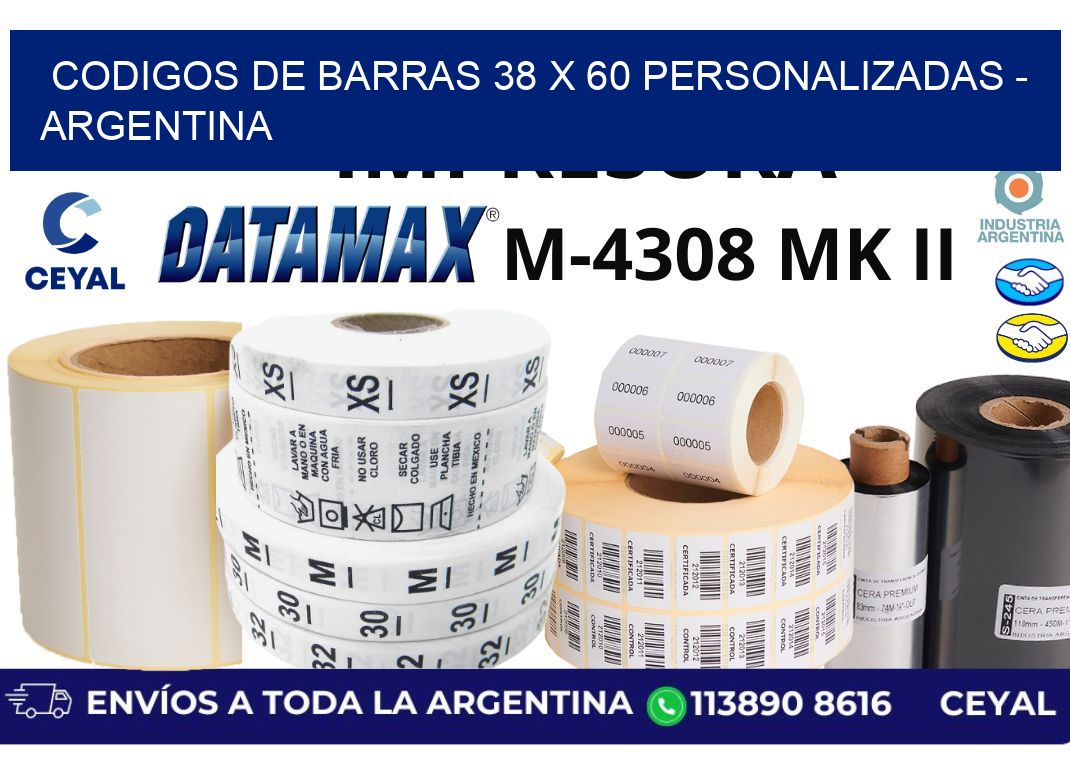 codigos de barras 38 x 60 personalizadas - Argentina