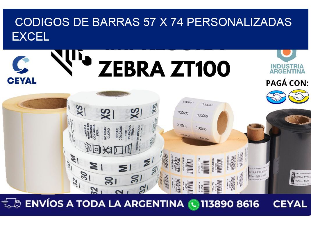 codigos de barras 57 x 74 personalizadas excel