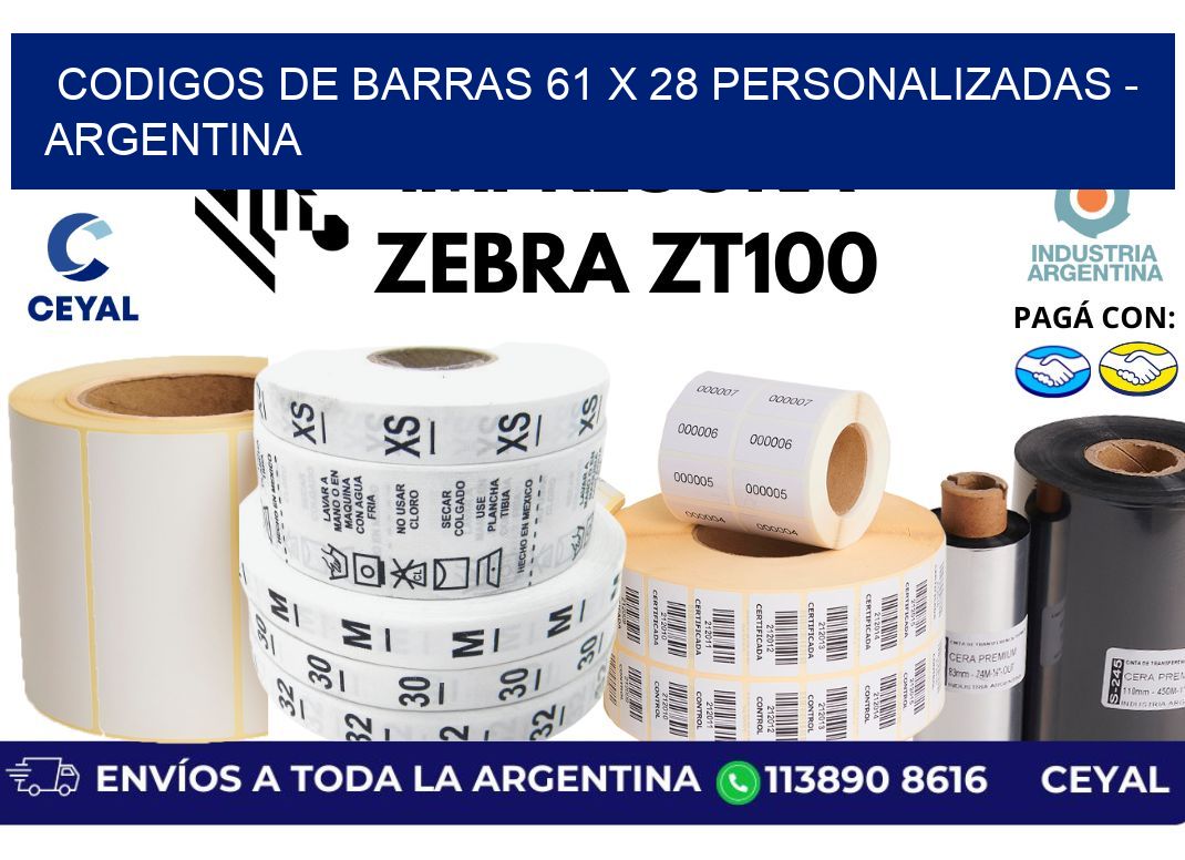 codigos de barras 61 x 28 personalizadas - Argentina