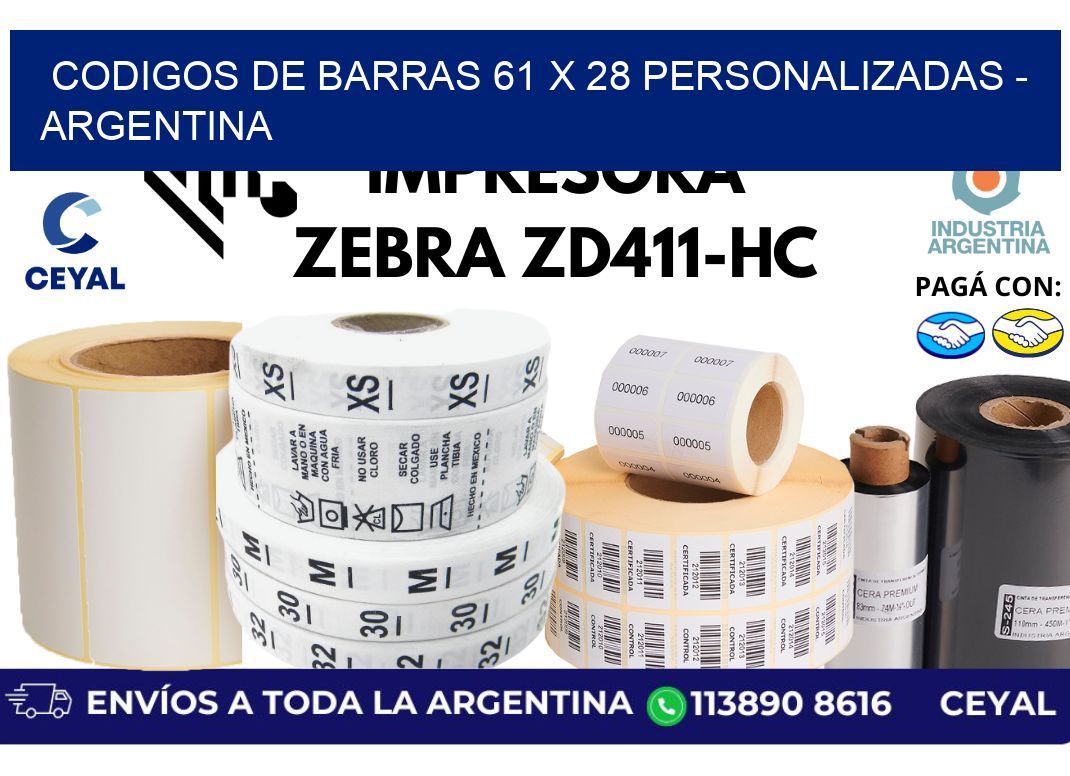 codigos de barras 61 x 28 personalizadas – Argentina