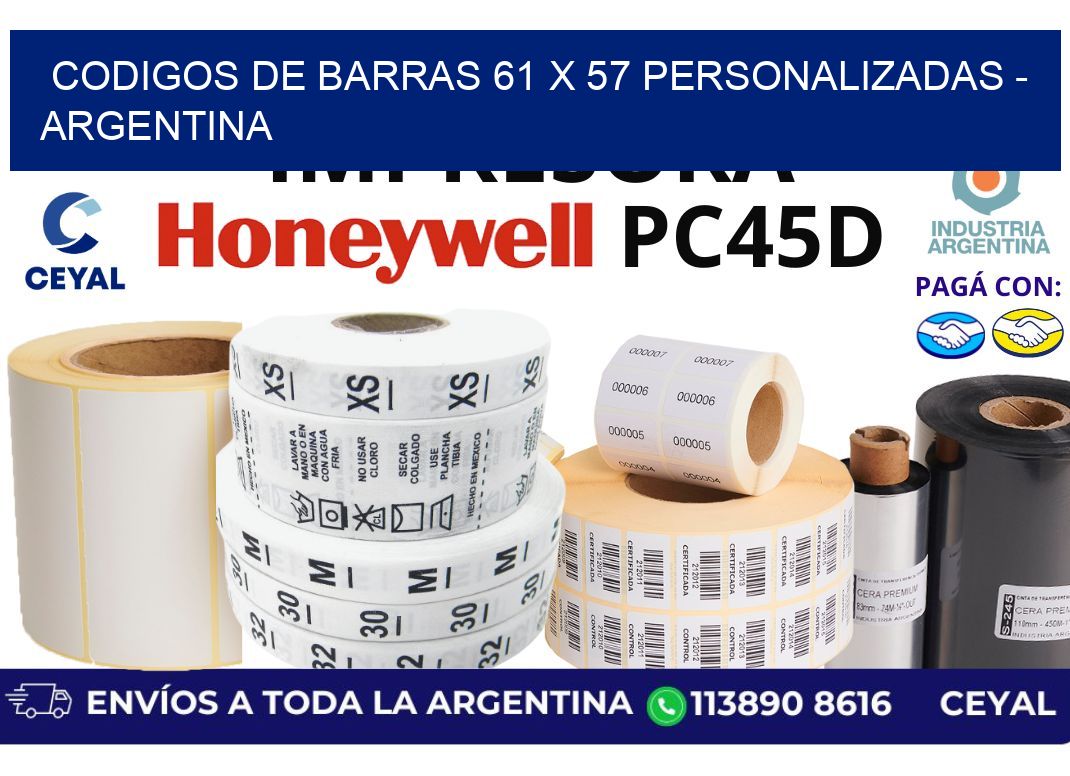 codigos de barras 61 x 57 personalizadas - Argentina