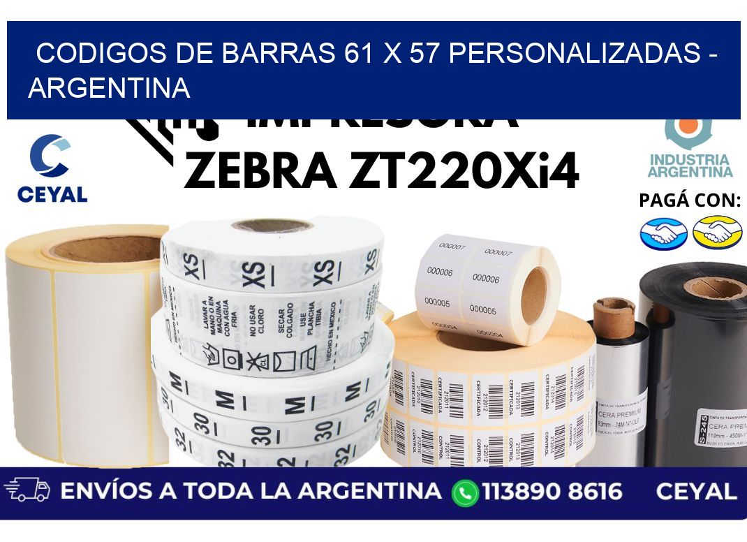codigos de barras 61 x 57 personalizadas - Argentina