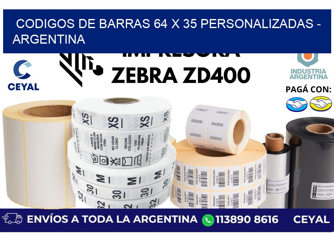 codigos de barras 64 x 35 personalizadas - Argentina