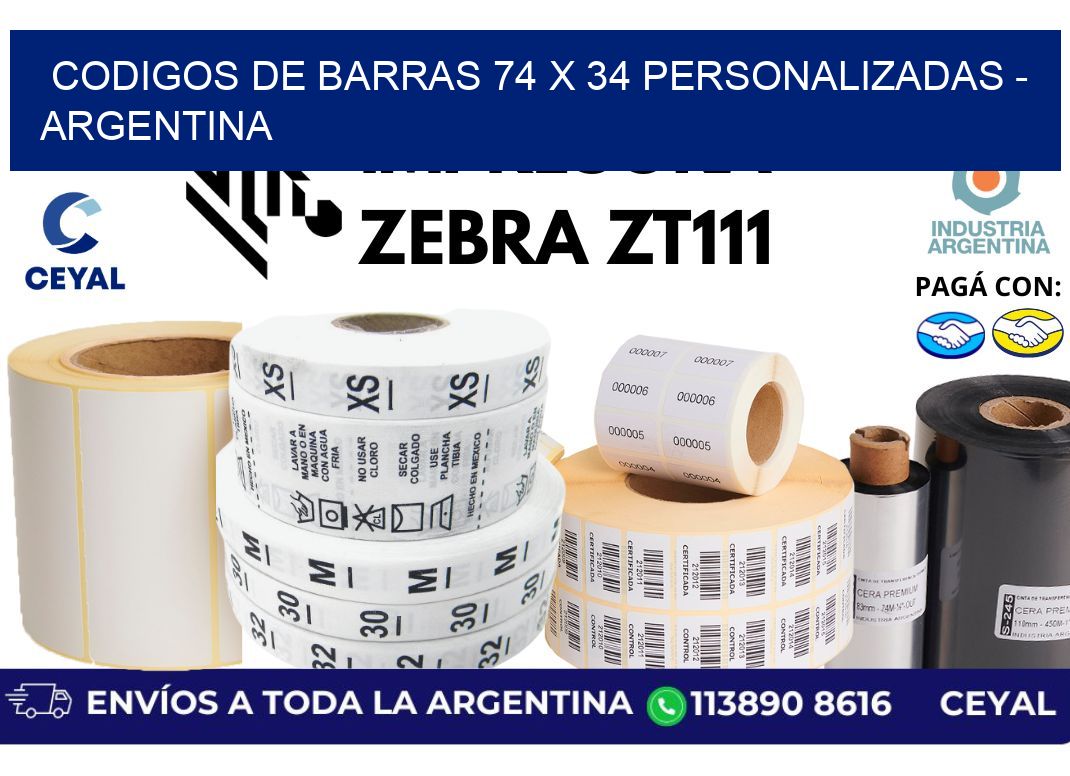 codigos de barras 74 x 34 personalizadas - Argentina