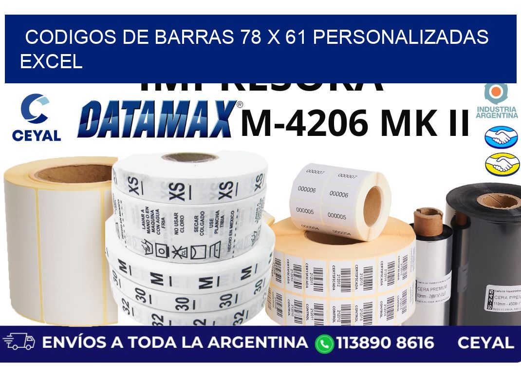 codigos de barras 78 x 61 personalizadas excel