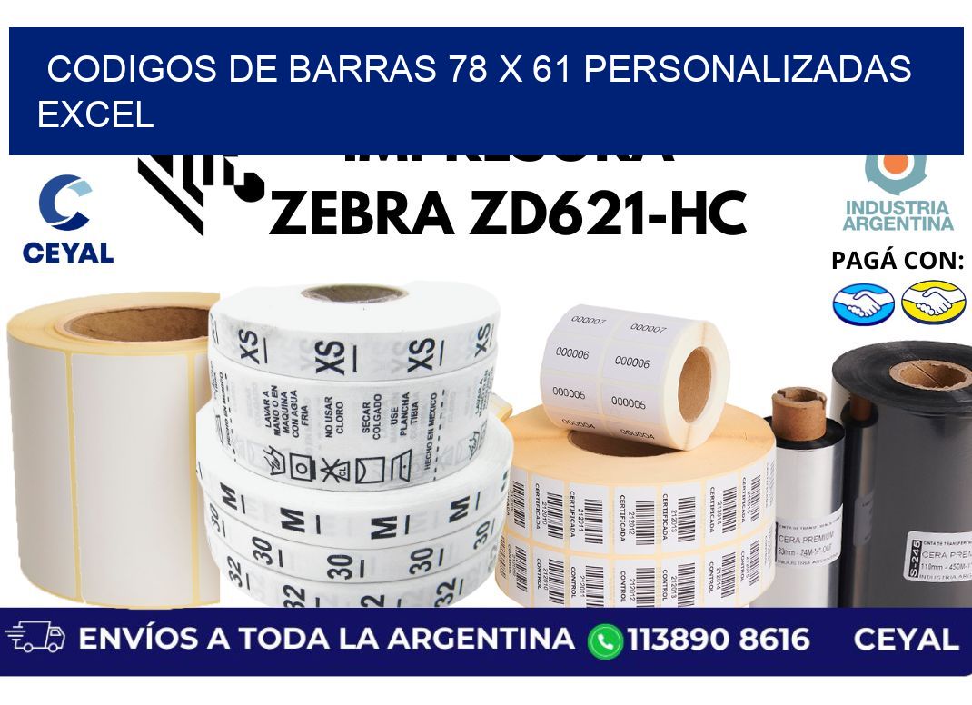 codigos de barras 78 x 61 personalizadas excel