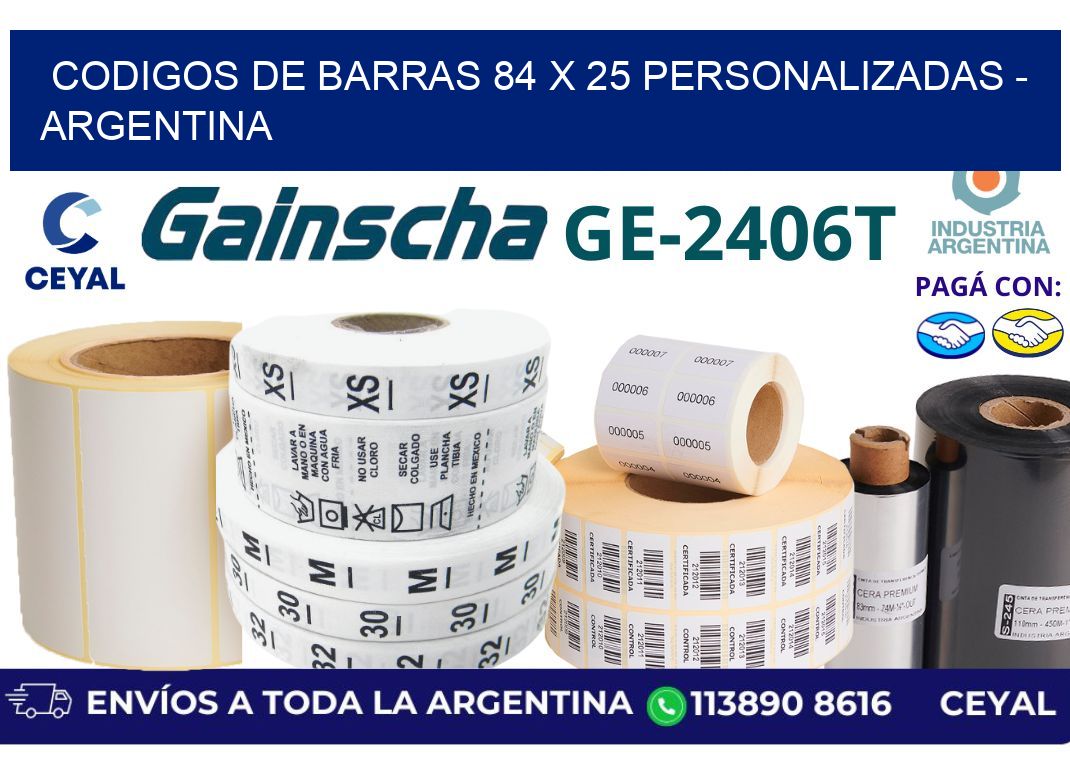 codigos de barras 84 x 25 personalizadas - Argentina
