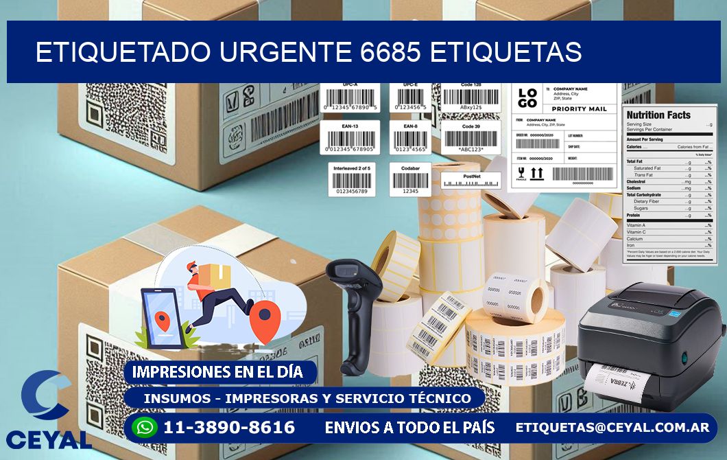 etiquetado urgente 6685 etiquetas