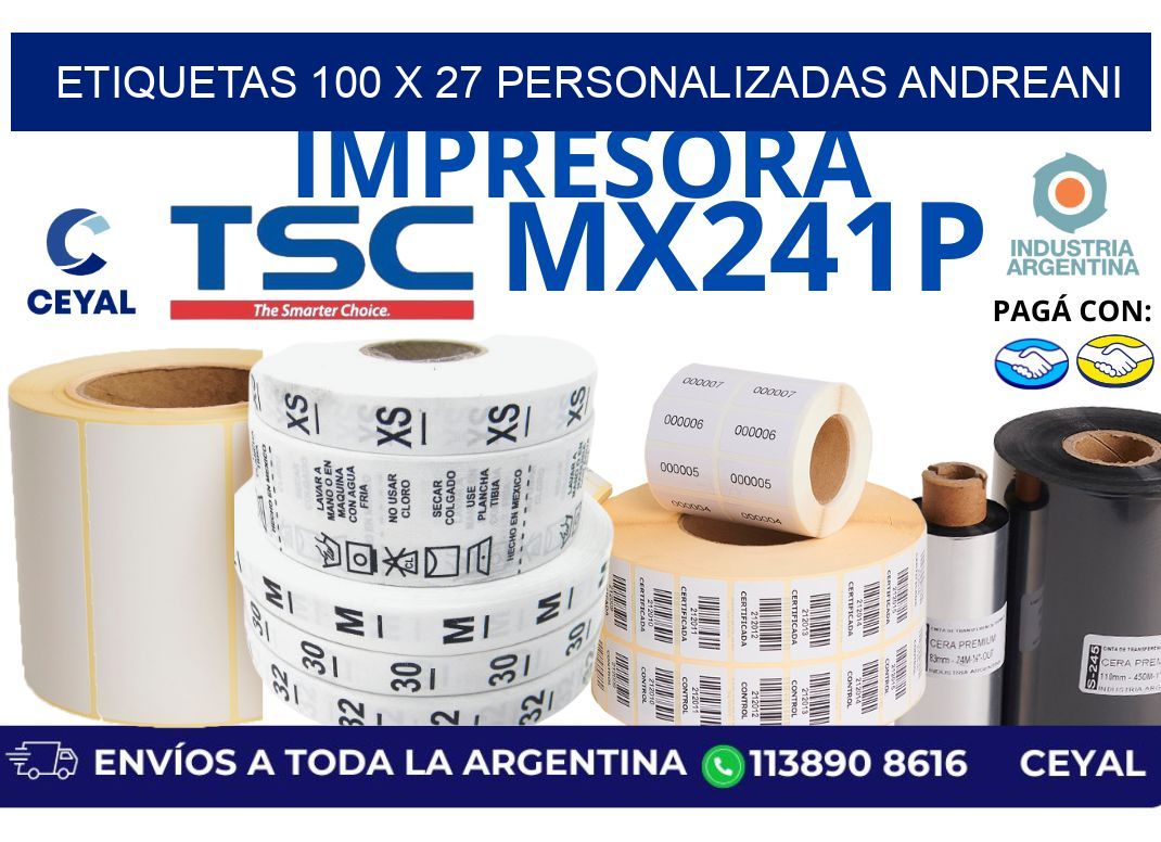 etiquetas 100 x 27 personalizadas andreani