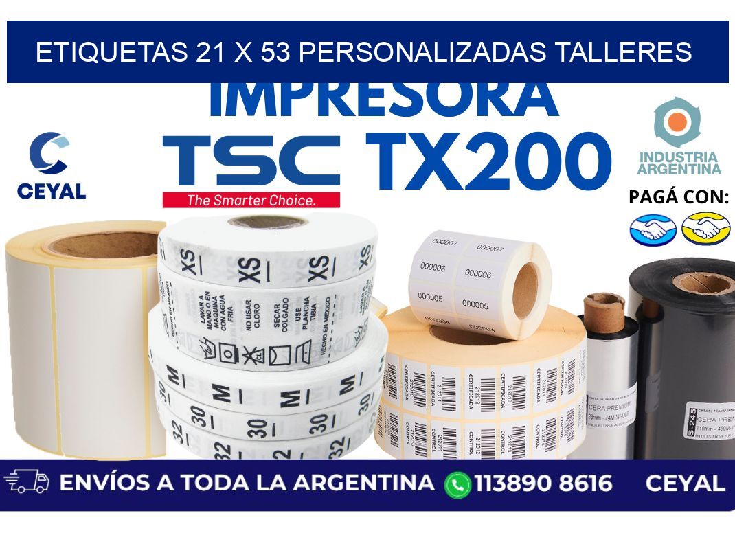 etiquetas 21 x 53 personalizadas talleres
