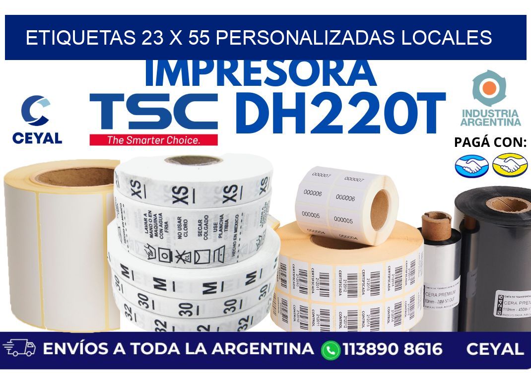 etiquetas 23 x 55 personalizadas locales