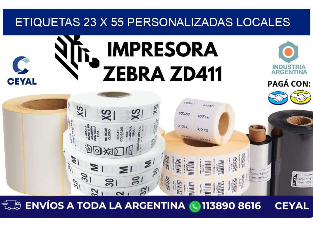 etiquetas 23 x 55 personalizadas locales