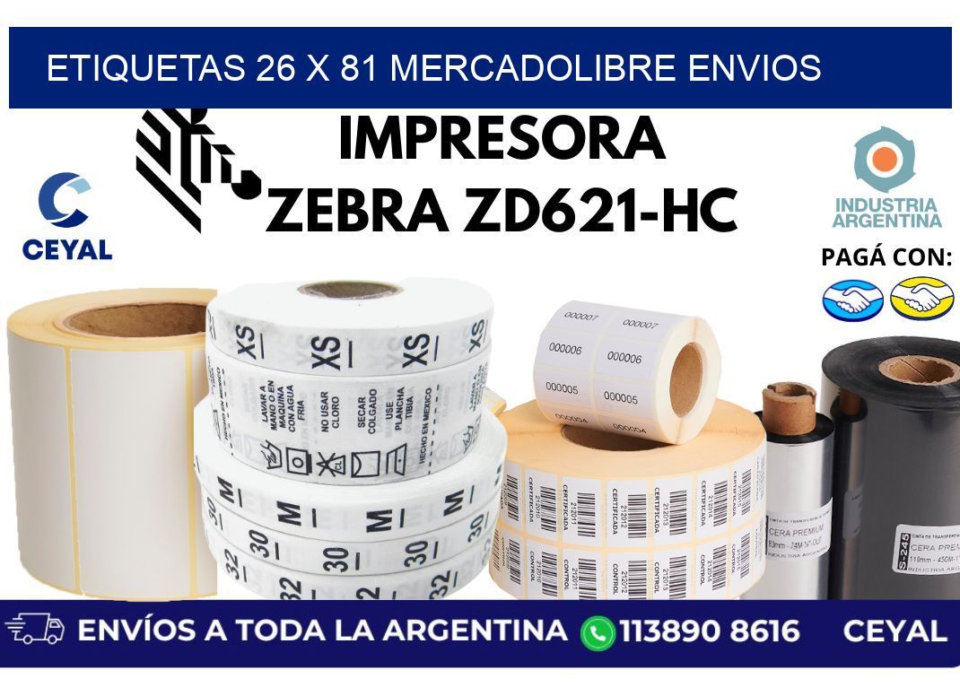 etiquetas 26 x 81 mercadolibre envios
