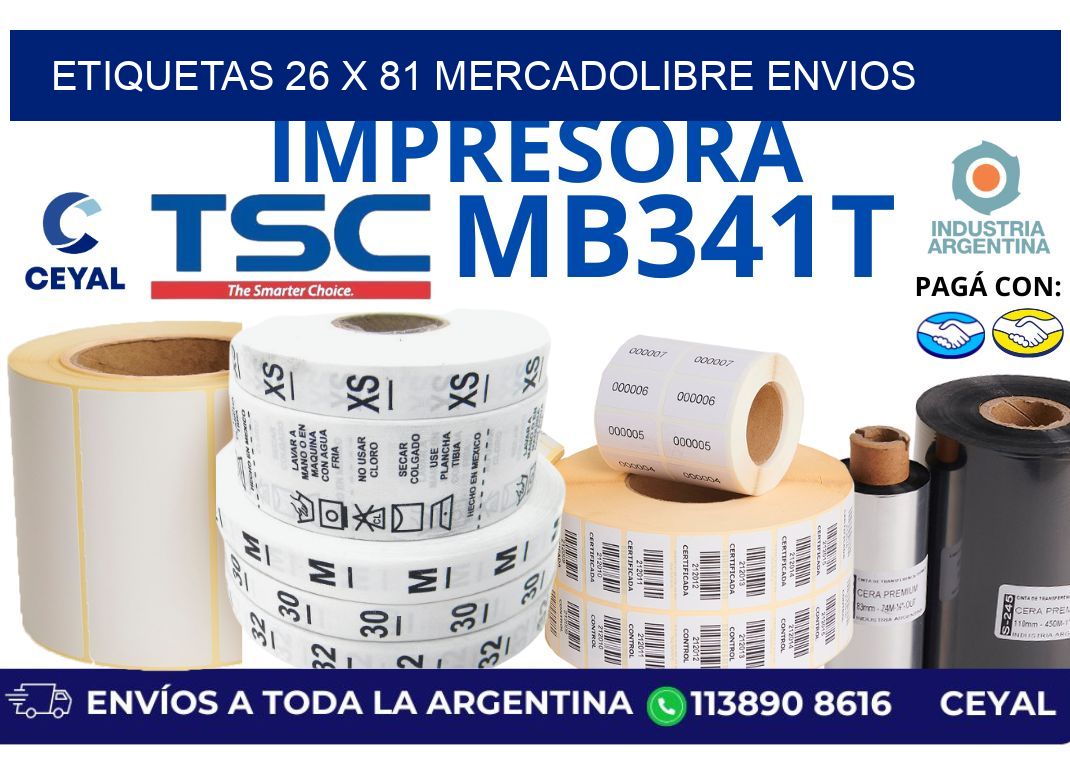 etiquetas 26 x 81 mercadolibre envios